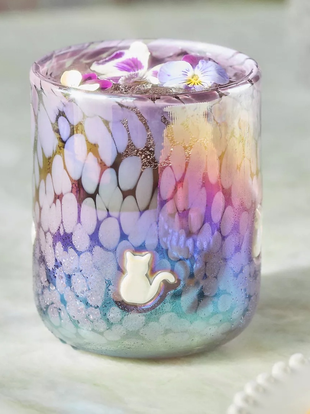 Anthropologie Multicolor Marquee Icon Juice Glass with White Cat - Picture 2 of 4